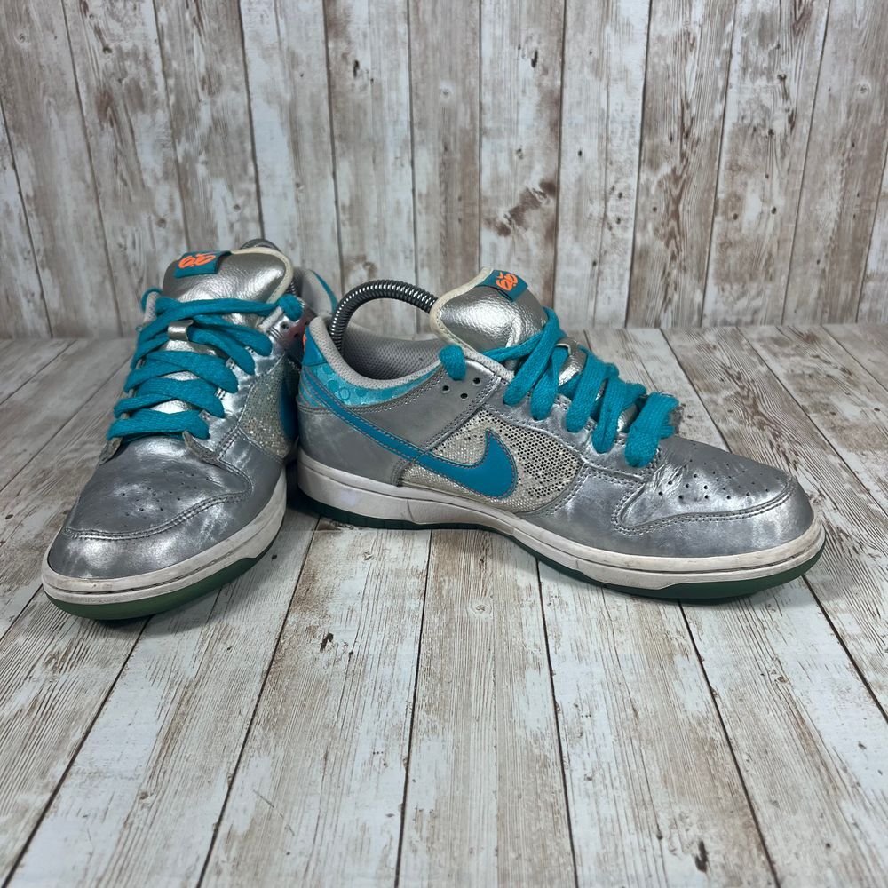 VNTG Y2K Nike Dunk Low‎ Sz 8 Womens Metallic Glitter Turquois orange 454760-048 - Picture 6 of 8